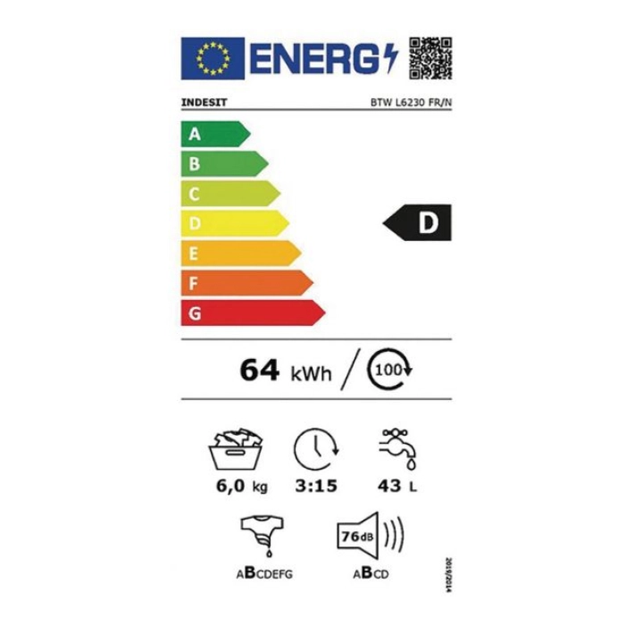 Washing machine INDESIT - 6 kg - Top - 1200 rpm