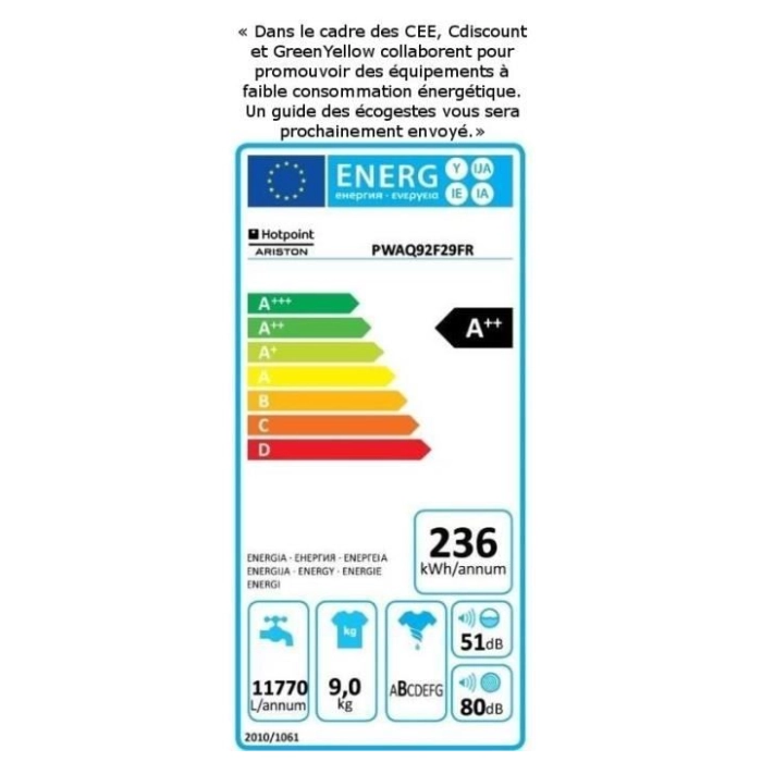 Washing machine HOTPOINT Aqualtis - 9 kg